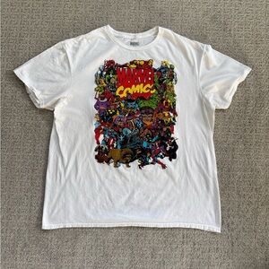 Marvel Comics White T Shirt -Mens XL- Hulk Spider-Man Iron Man Captain America